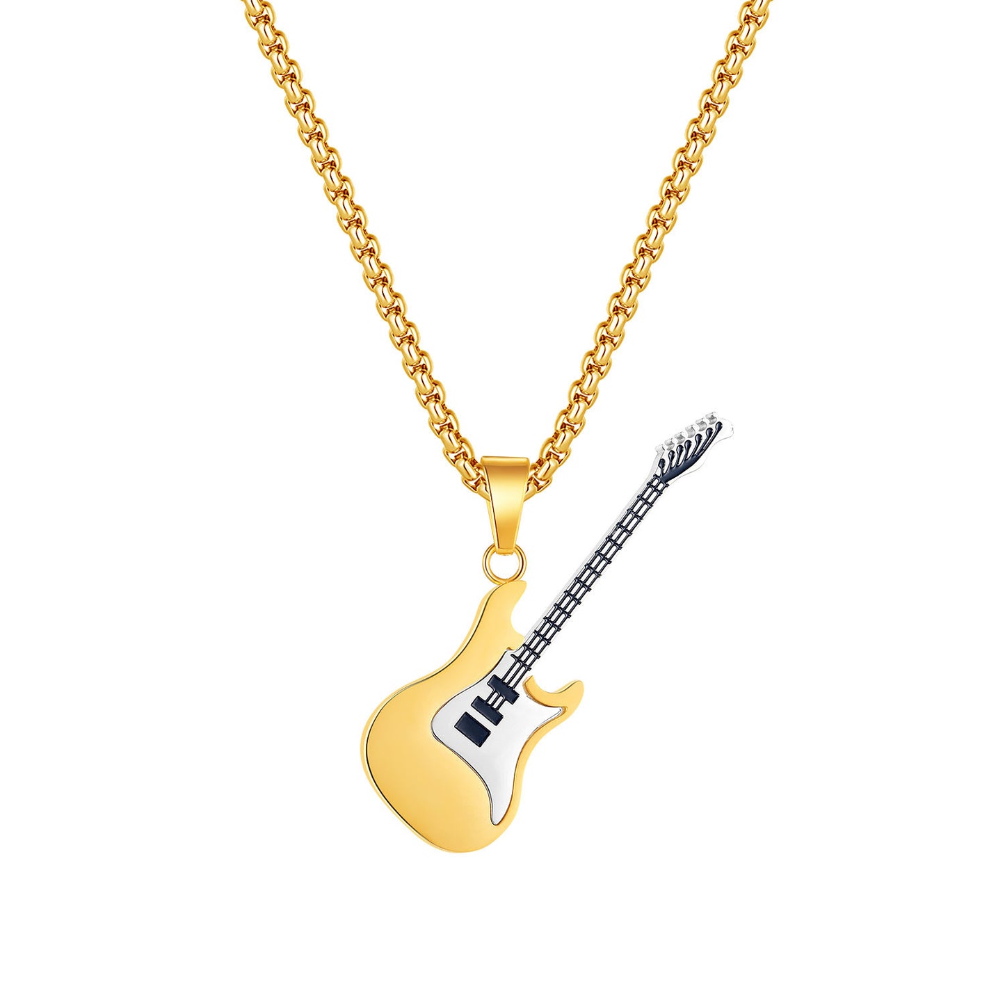 Hip-Hop Guitar Pendant Street Style – Classic Titanium Necklace for Men