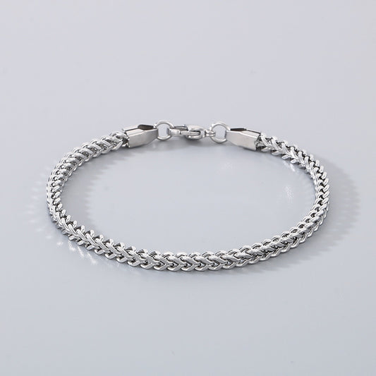 Minimalist Cuban chain bracelets for couples – with textured swirl pattern and high-gloss finish