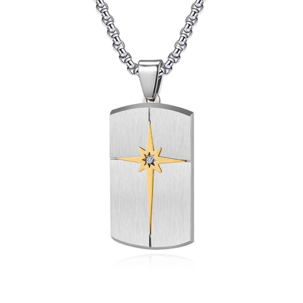 Minimalist hexagram pendant for men | 316L stainless steel with facet cut