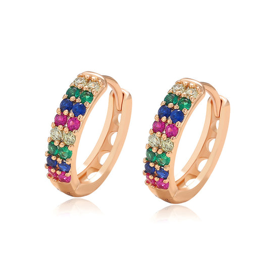 Colored gemstone earrings - alloy gold-plated (silver stud earrings)