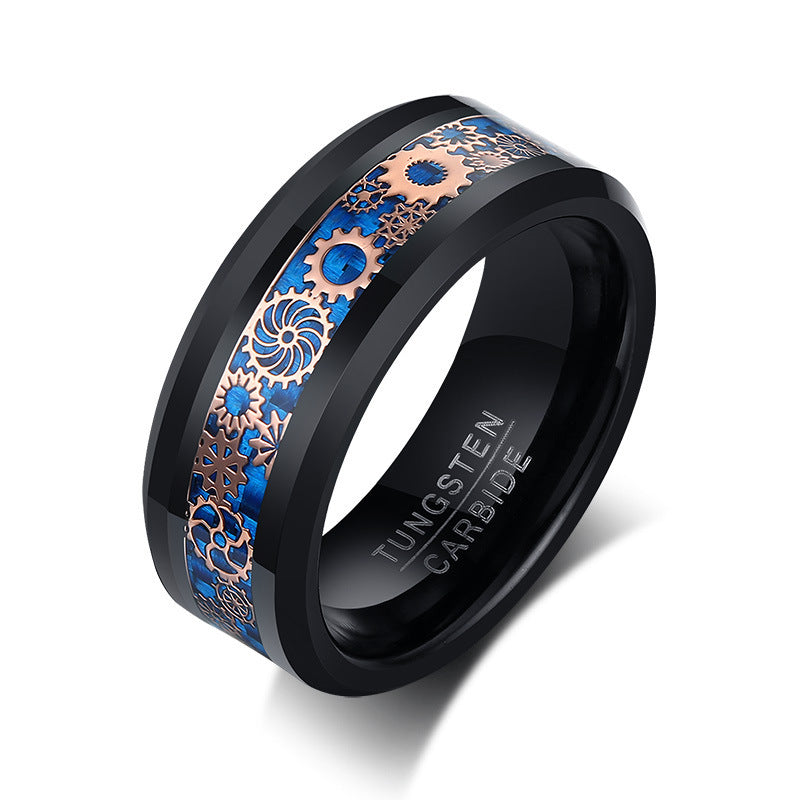 Moderner Wolframcarbid-Ring mit Zahnrad-Design – Industrieller Chic