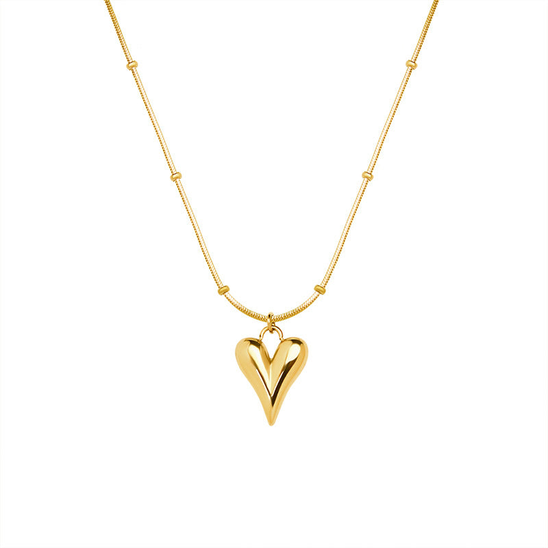 Minimalist Heart Pendant Necklace - 18K Real Gold Plating / Stainless Steel / Rose Gold (3 Colors)