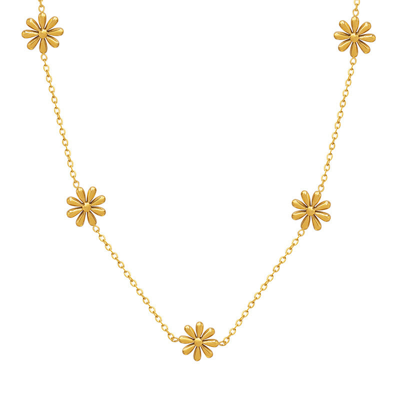 Fine daisy necklace made of titanium steel | Delicate flower necklace gold-plated