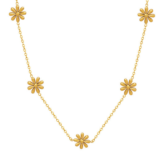 Fine daisy necklace made of titanium steel | Delicate flower necklace gold-plated