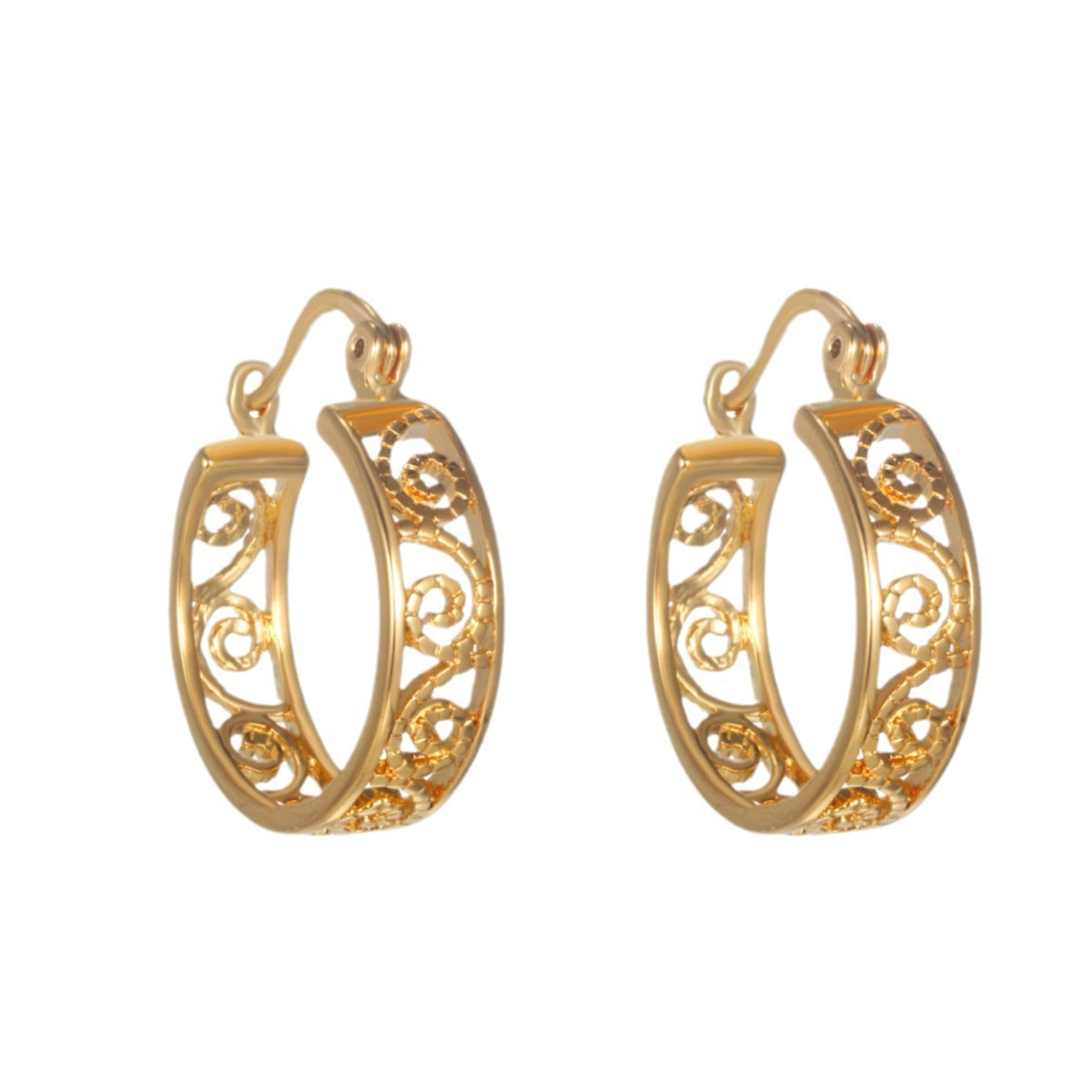 Openwork flower earrings - copper alloy gold-plated