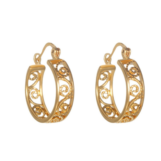 Openwork flower earrings - copper alloy gold-plated