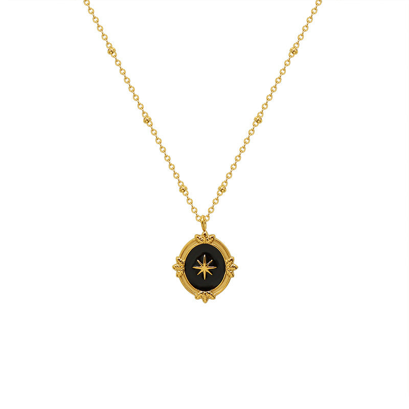 French Court Style Hexagram Pendant | Stainless Steel Chain with 18K Gold Plating or High-Polish Silver Finish - Royal Elegance