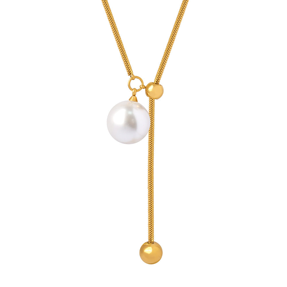 Mother-of-pearl pendant necklace | Stainless steel with 18K gold or high-gloss silver - Elegant piece of jewelry