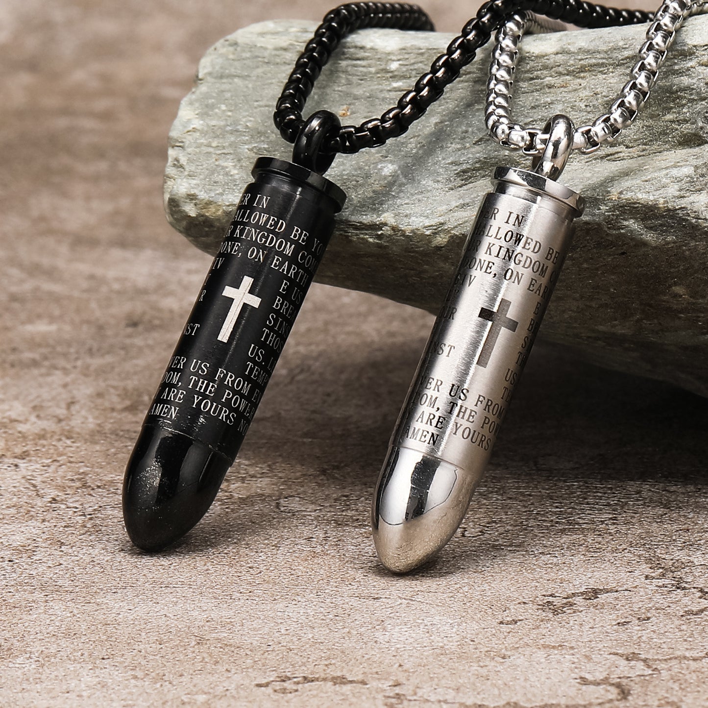 Modern cartridge pendant (screw-on) | Stainless steel necklace for men - Trendy ammunition look