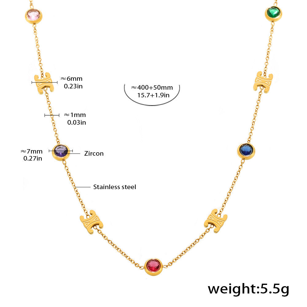 Elegant zircon jewelry set (necklace + bracelet) made of steel - PVD gold-plated in 2 colors | Gold & silver | High-quality women's jewelry gift