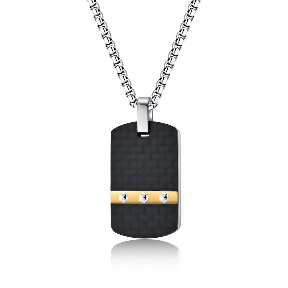 Industrial design dog tag | 316L stainless steel with carbon look & hexagon head