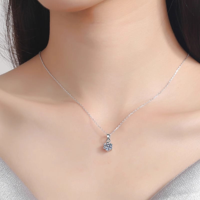 Moissanite pendant necklace | 0.5ct/1ct selectable - 925 sterling silver with rhodium plating