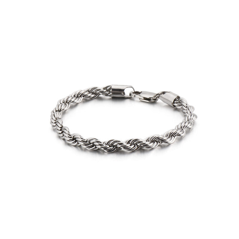 Men's bracelet made of 18k gold-plated stainless steel - braided twisted rope design