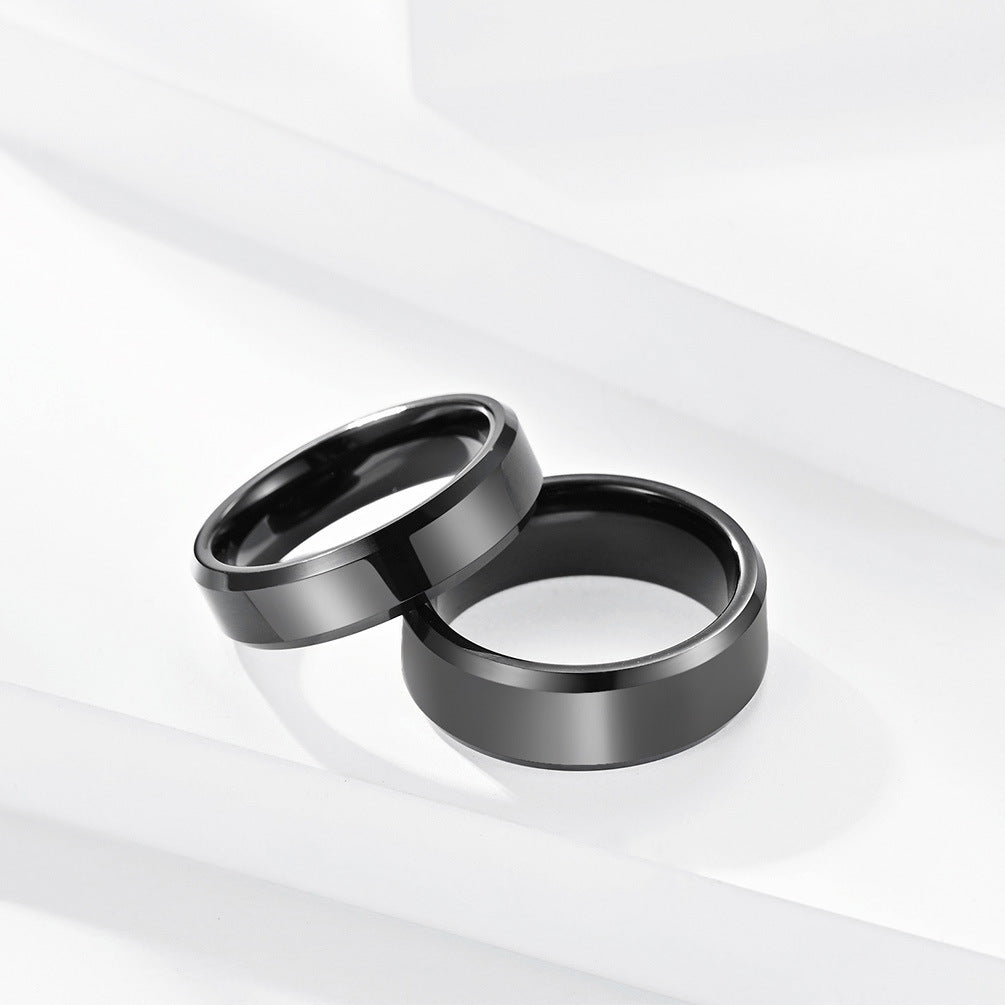 Wolframcarbid-Ring mit doppeltem Schrägschnitt – Hochglanz & Zeitlos