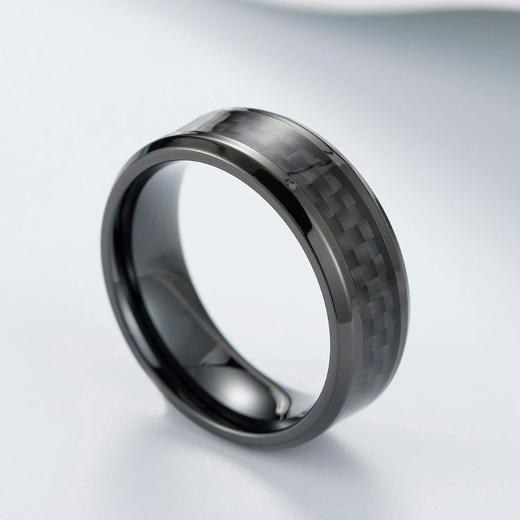 Titanium steel ring with carbon fiber - Modern men's jewelry - Lightweight & high-strength men's ring