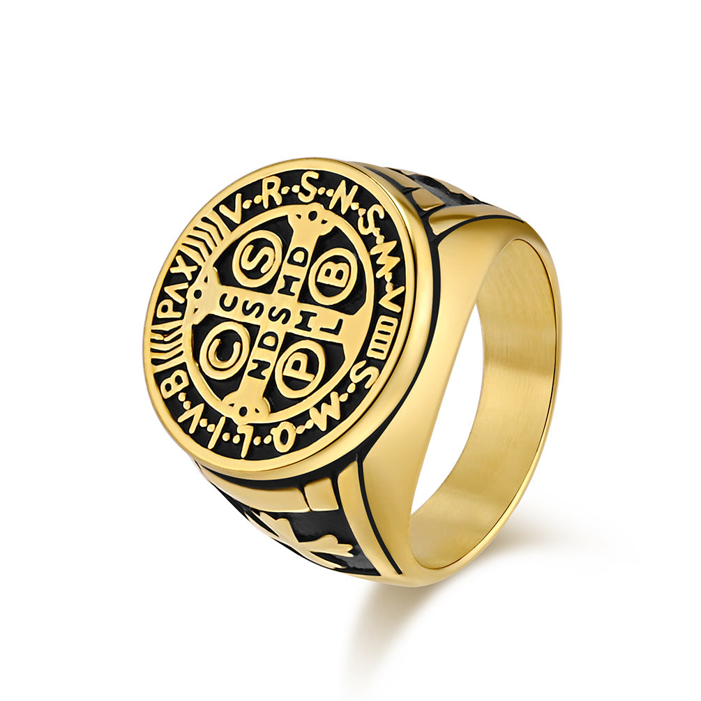Gothic Cross Ring - Stainless Steel Men's Jewelry with Occult Design - Punk & Rock Accessory