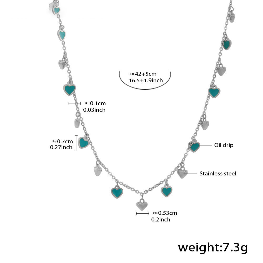Multicolored Green Heart Collection – 18K gold-plated stainless steel jewelry as a bracelet or necklace (available in gold or silver finish)