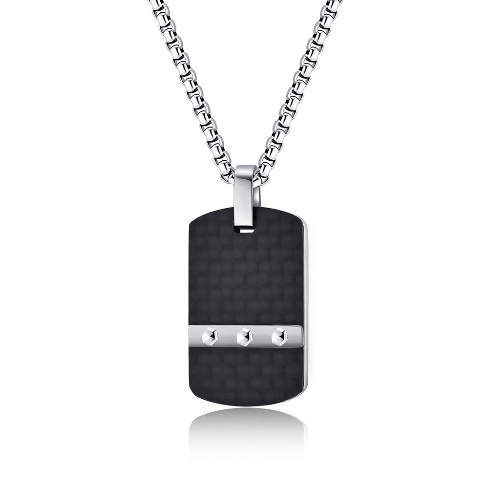 Industrial design dog tag | 316L stainless steel with carbon look & hexagon head