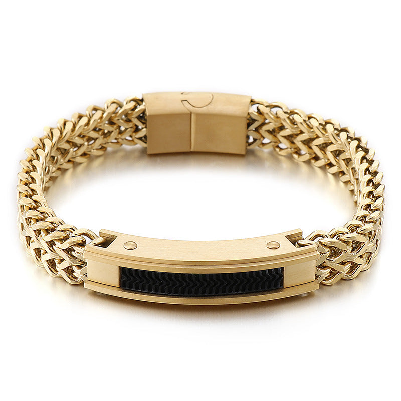 Punk bracelet for men made of stainless steel cube chain with magnetic clasp – Robust & Rebellious