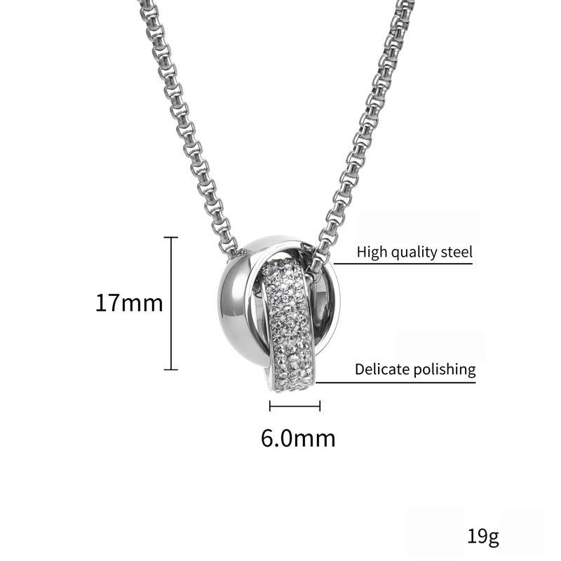 Titanium double ring necklace - chic men's jewelry - urban unisex style
