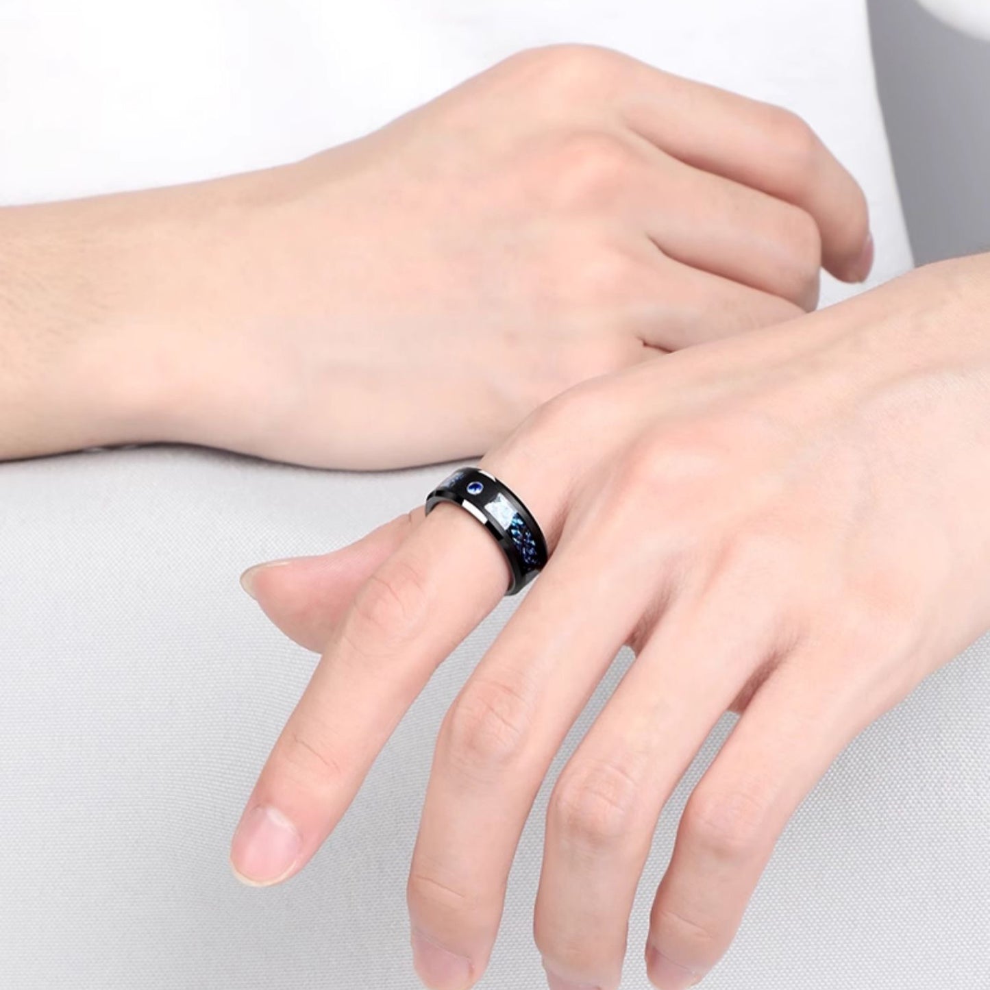 PIOWNN® 8mm Wolframcarbid-Ring mit Carbonfaser - Industrieller Herrenschmuck