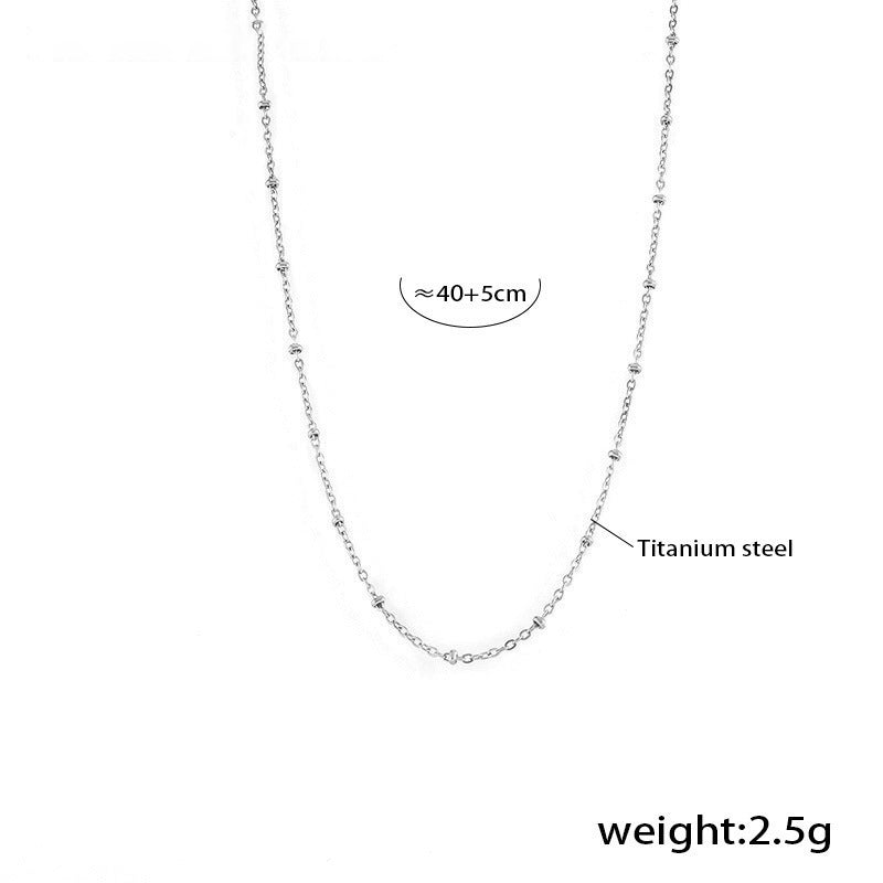 Double chain set: heart pendant with zirconia & cross chain with steel beads – 18K gold-plated or silver stainless steel