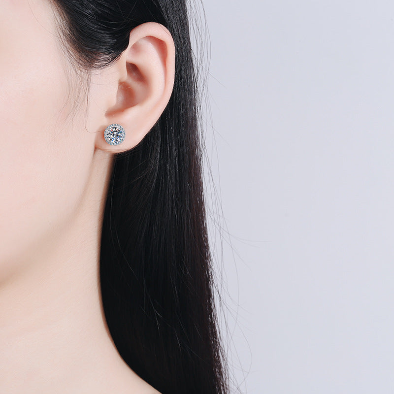 Four-claw round-set zirconia stud earrings – 5mm|6.5mm – 925 sterling silver rhodium-plated