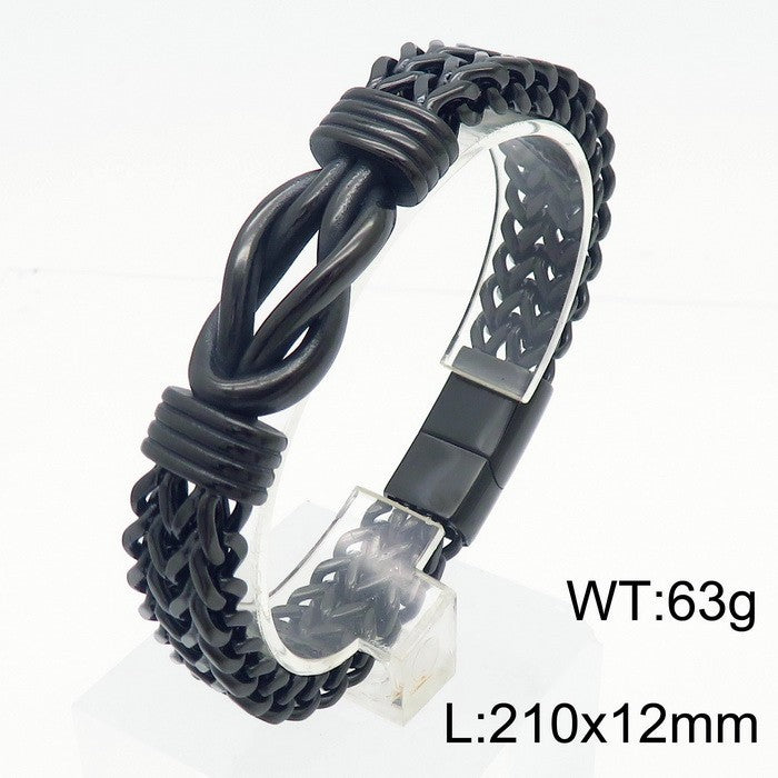 Men's stainless steel bracelet with a robust braided pattern - Timeless design for business & leisure