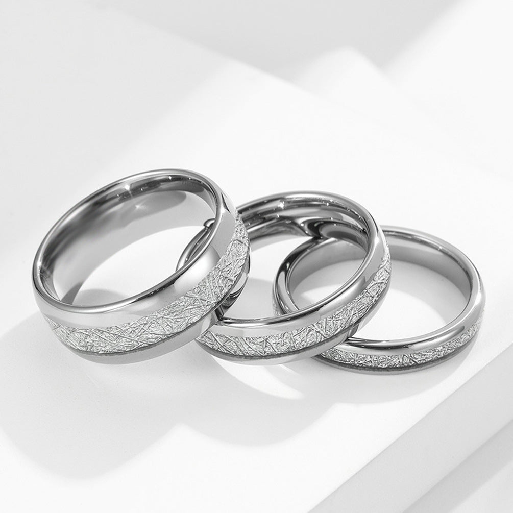 Geschwungener Wolframcarbid-Ring mit Kühlfaser-Einlage – Modernes Paarring-Set