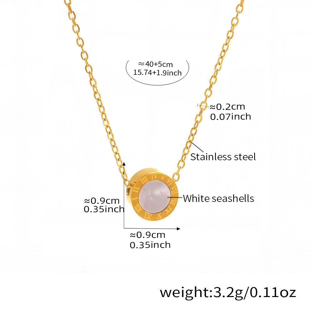 Elegant shell bracelet & necklace set with Roman numerals – 3 color variations
