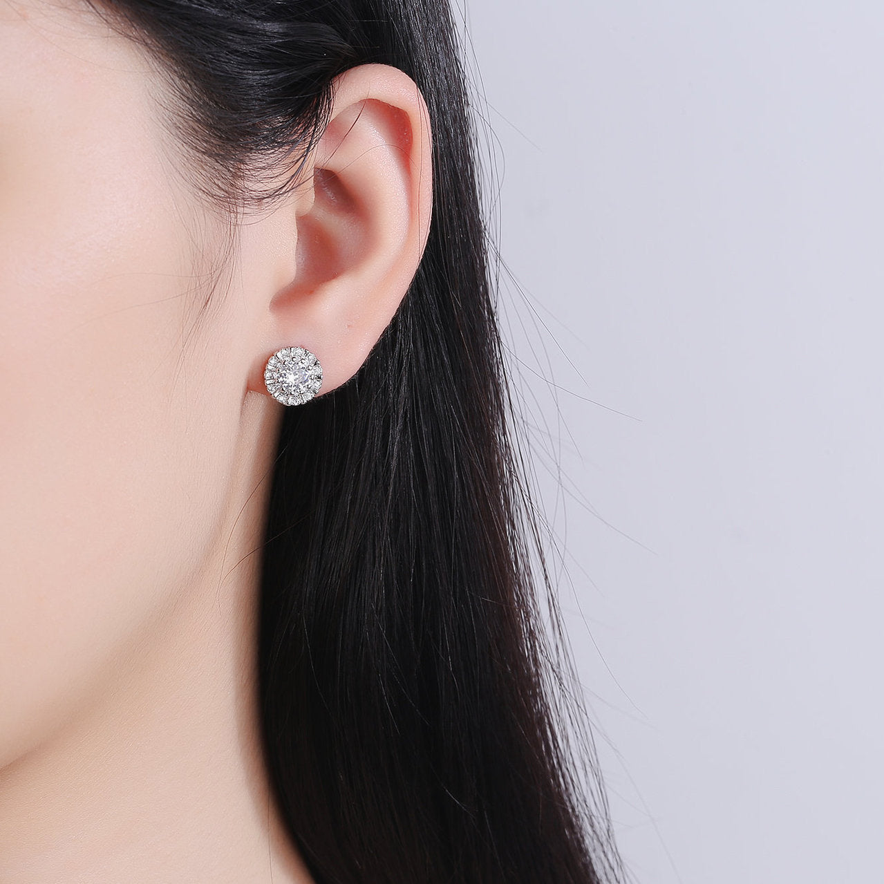 Sunflower earrings - copper rhodium-plated (white gold look) with silver studs - Elegant & stylish accessories