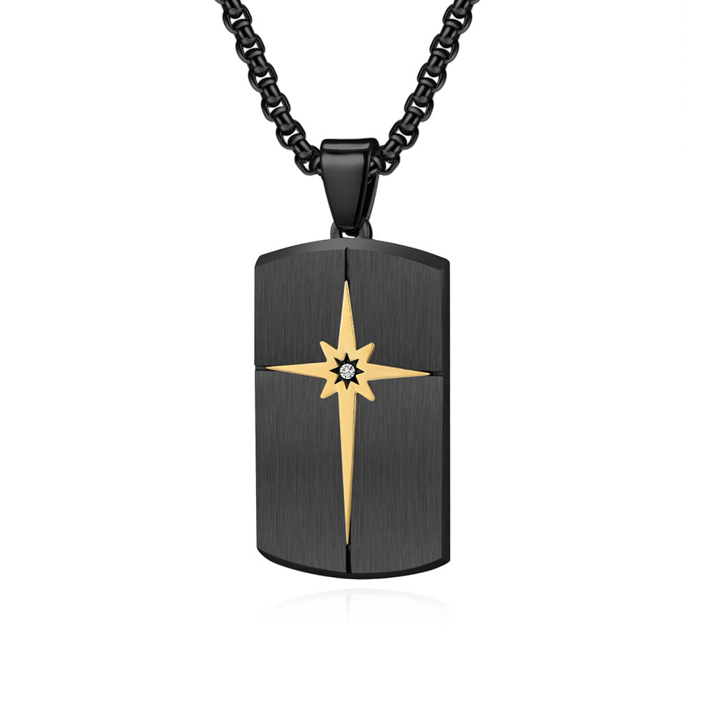 Minimalist hexagram pendant for men | 316L stainless steel with facet cut