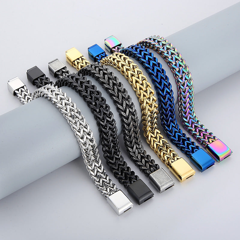 Titanium braided bracelet - two-row - simple men's jewelry