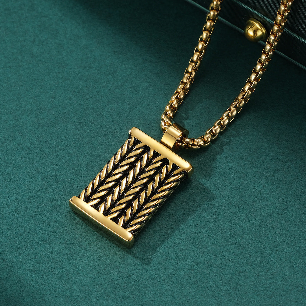 Hand-twisted men's necklace | 316L stainless steel with forged texture - industrial style