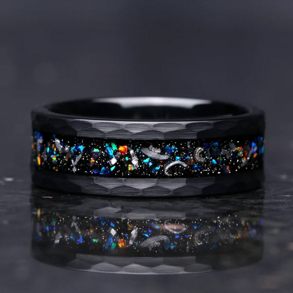 PIOWNN® Wolfram Ring – Geschmiedet mit Farbedelsteinen