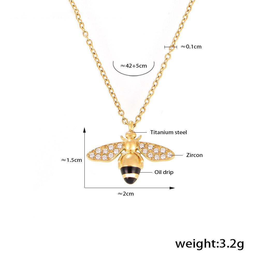 【Charming bee pendant necklace】Stainless steel necklace – gold-plated or silver-colored