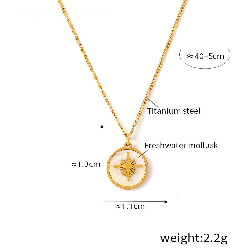 Vintage star pendant with shell motif – stainless steel chain in 18k gold or silver