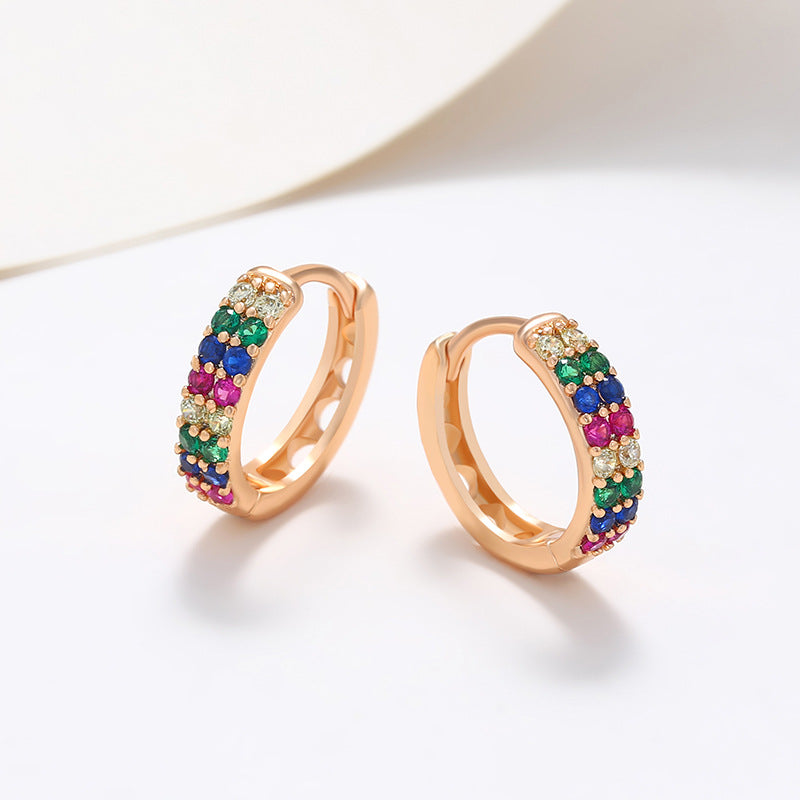 Colored gemstone earrings - alloy gold-plated (silver stud earrings)