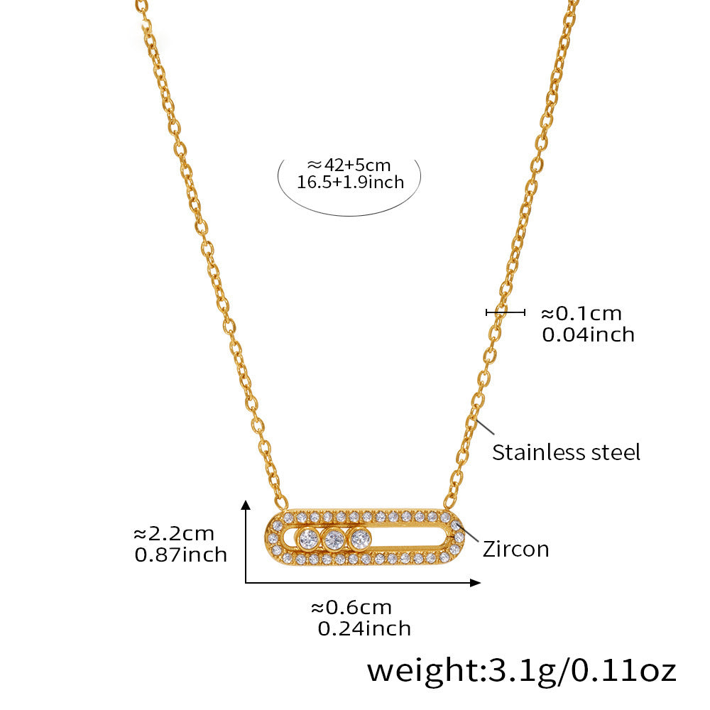 Sliding zirconia pendant – 18K real gold plating or stainless steel look