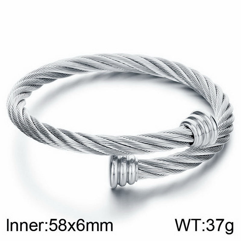 Stainless steel bracelet with cable braid design – Open clasp for a stylish look