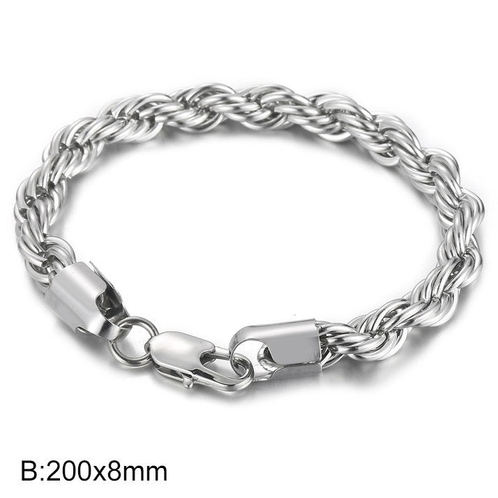 Men's bracelet made of 18k gold-plated stainless steel - braided twisted rope design