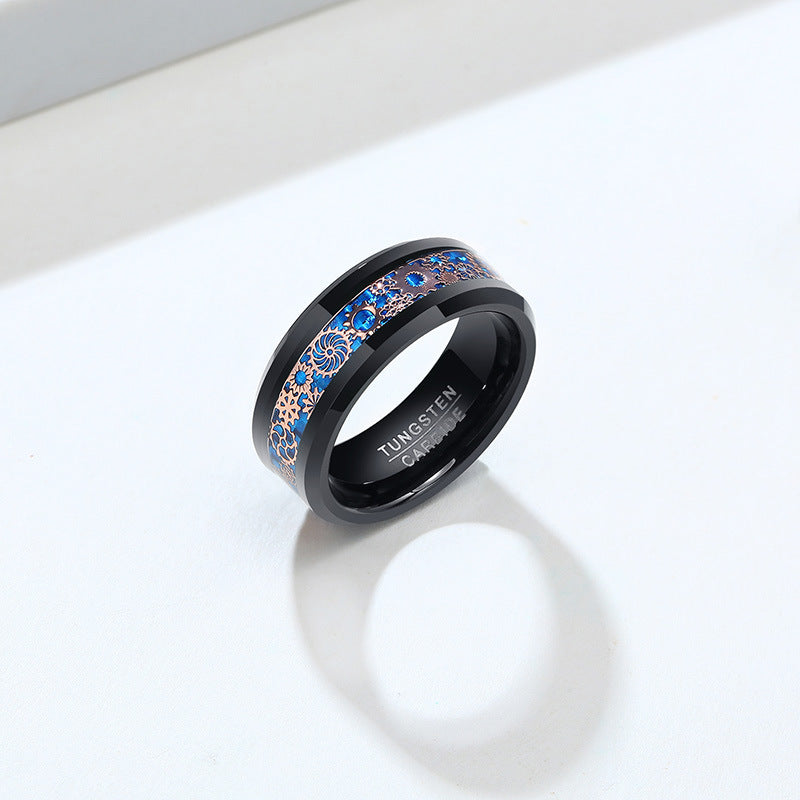 Moderner Wolframcarbid-Ring mit Zahnrad-Design – Industrieller Chic