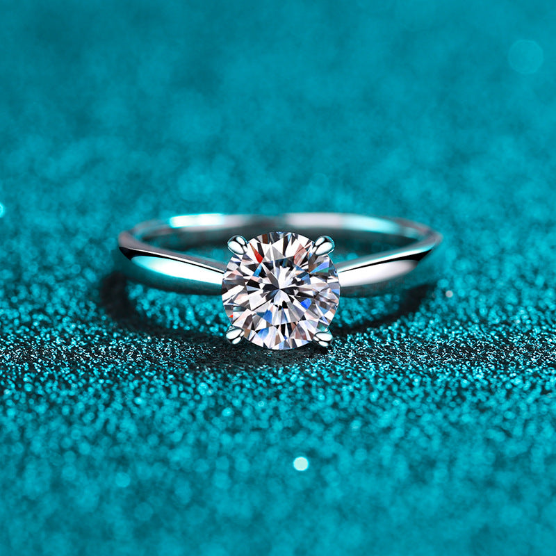 Four-claw zirconia ring (5mm|6.5mm|8mm) made of 925 silver with rhodium plating