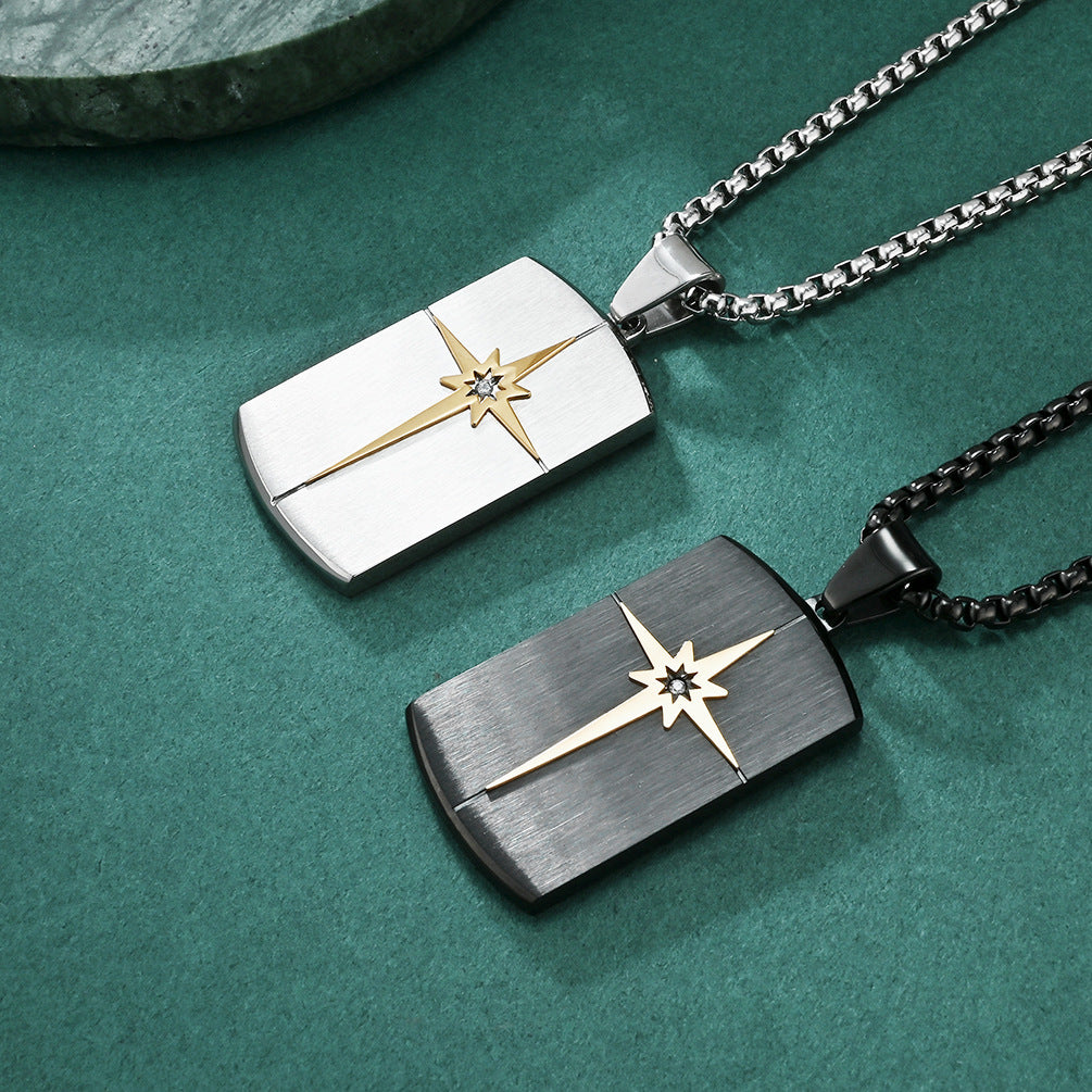 Minimalist hexagram pendant for men | 316L stainless steel with facet cut