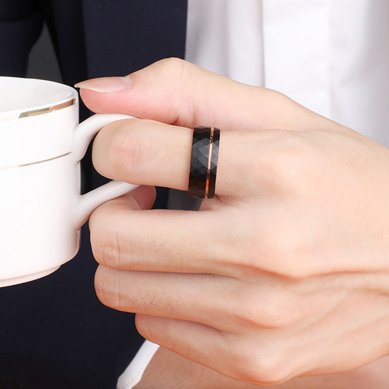 Tungsten steel diamond pattern couple rings by PIOWNN®