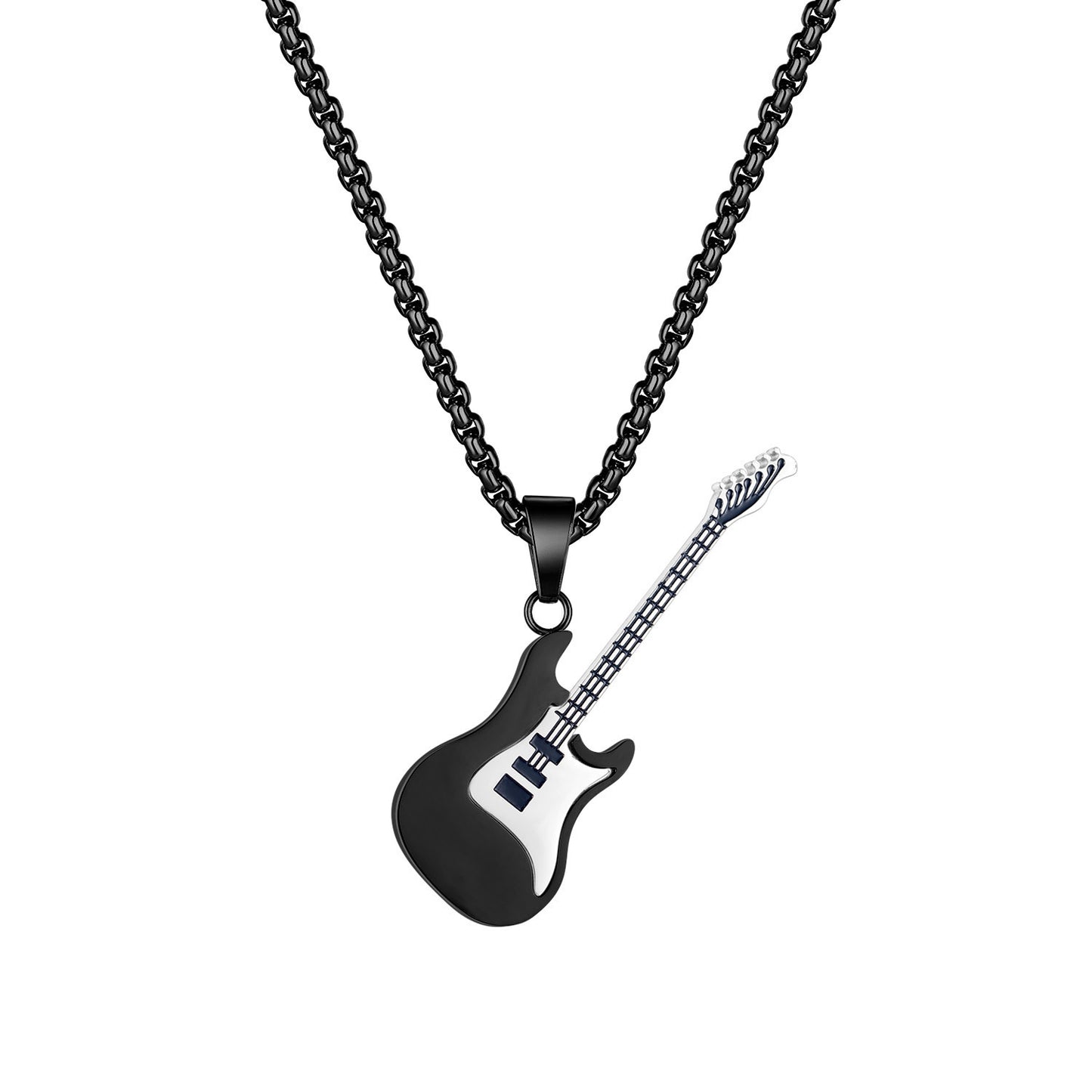 Hip-Hop Guitar Pendant Street Style – Classic Titanium Necklace for Men