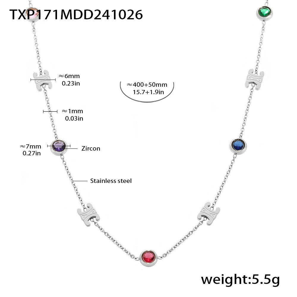 Elegant zircon jewelry set (necklace + bracelet) made of steel - PVD gold-plated in 2 colors | Gold & silver | High-quality women's jewelry gift