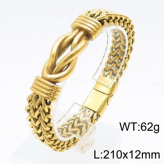 Men's stainless steel bracelet with a robust braided pattern - Timeless design for business & leisure