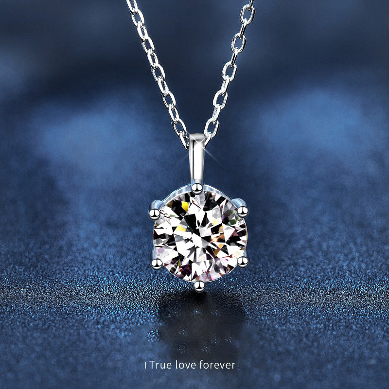 Moissanite pendant necklace | 0.5ct/1ct selectable - 925 sterling silver with rhodium plating