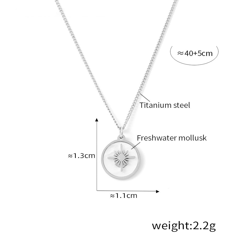 Vintage star pendant with shell motif – stainless steel chain in 18k gold or silver
